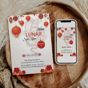 Tarjeta Festiva Oro blanco chino Feliz Año Nuevo Lunar del Sna