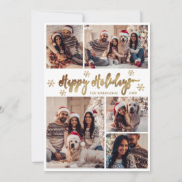 Tarjeta Festiva Oro copo de nieve y Navidades de Collage de fotos