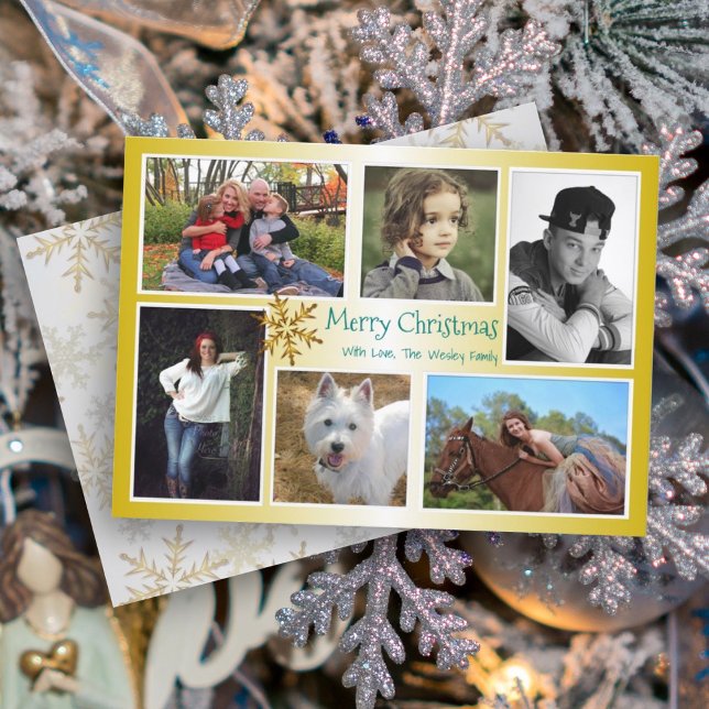 Tarjeta Festiva Oro de los Navidades familiares de seis Collages d (Subido por el creador)