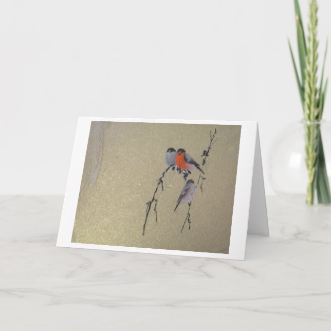Tarjeta Festiva Oro de los pájaros del invierno (Anverso)