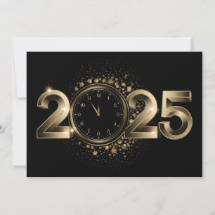 Tarjeta Festiva oro elegante Feliz Año Nuevo 2025