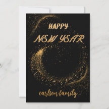 oro elegante manuscrito y feliz año nuevo negro