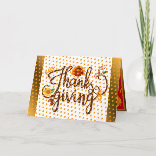 Tarjeta Festiva Oro Feliz Día de Acción de Gracias Caída
