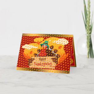 Tarjeta Festiva Oro Feliz Día de Acción de Gracias Caída