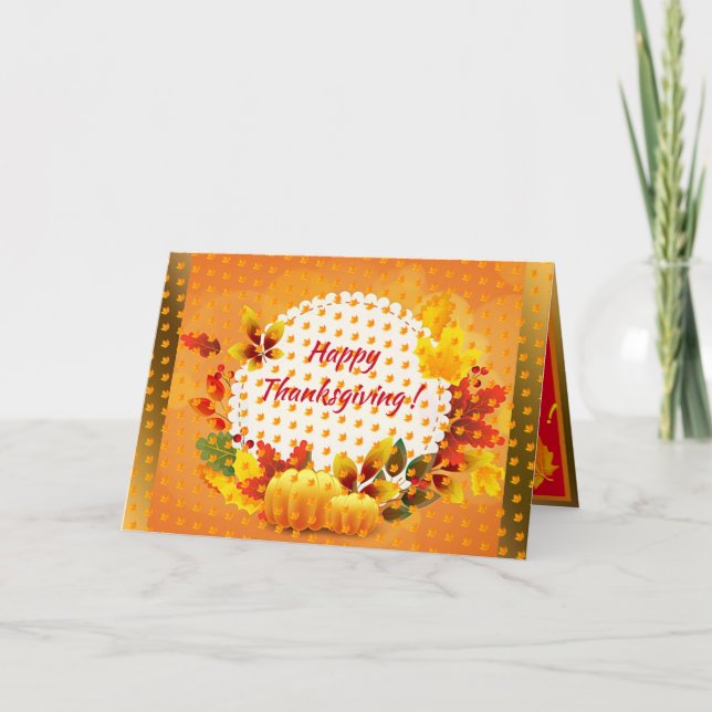 Tarjeta Festiva Oro Feliz Día de Acción de Gracias otoño (Anverso)