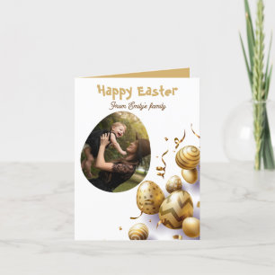 Tarjeta Festiva Oro Moderno Familia de Letras Script Foto Pascua