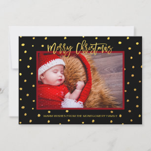 Tarjeta Festiva Oro Moderno sobre Foto Personalizada de Feliz Navi
