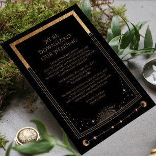 Tarjeta Festiva Oro Negro Celestial Estamos Reduciendo el Tamaño d