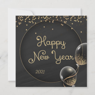 Tarjeta Festiva Oro Negro Feliz Año Nuevo 2021