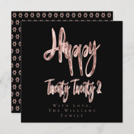 Tarjeta Festiva Oro negro moderno y Rosa Feliz Año Nuevo 2022