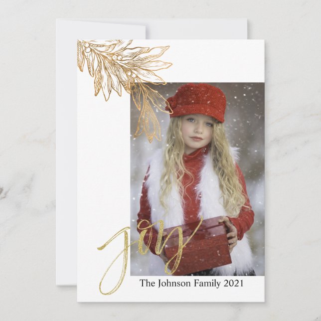 Tarjeta Festiva Oro Personalizable Alegría (Anverso)