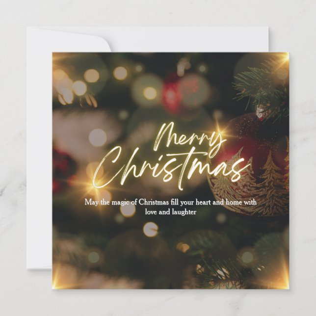 Tarjeta Festiva Oro personalizado y la elegancia roja de la Navida (Anverso)