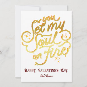Tarjeta Festiva Oro que enciendes mi alma en fuego San Valentín An