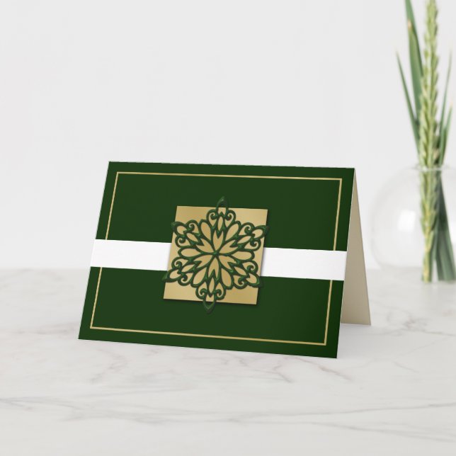 Tarjeta Festiva oro verde Cajas de vacaciones corporativas (Anverso)