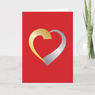Tarjeta Festiva Oro y plata Valentine Heart