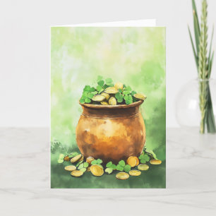 Tarjeta Festiva Oro y verde de la suerte del amante