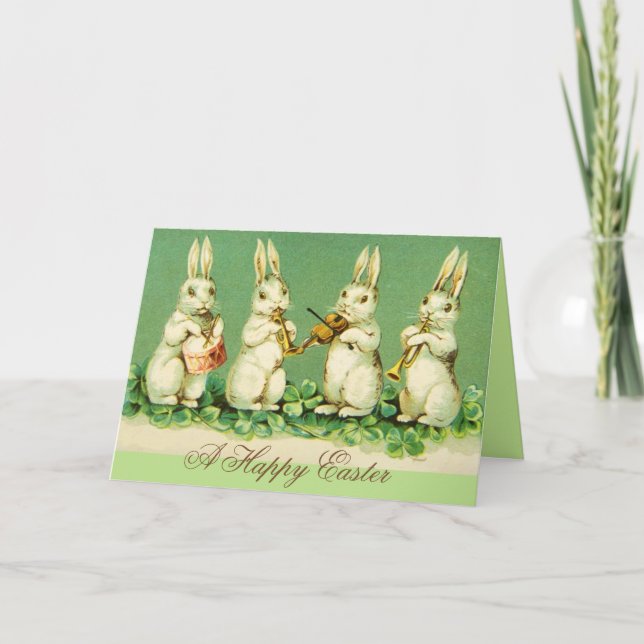 Tarjeta Festiva ORQUESTA BLANCA MÁS SENCILLA Fabricando Conejos (Anverso)