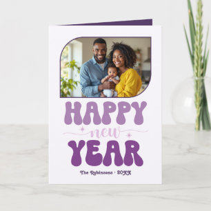 Tarjeta Festiva Orquídea de terciopelo Feliz Año Nuevo Foto retro