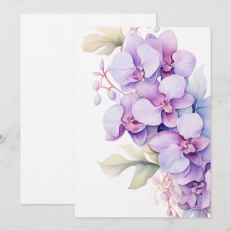 Tarjeta Festiva Orquídeas Lavanda Elegantes Ocasiones Especiales