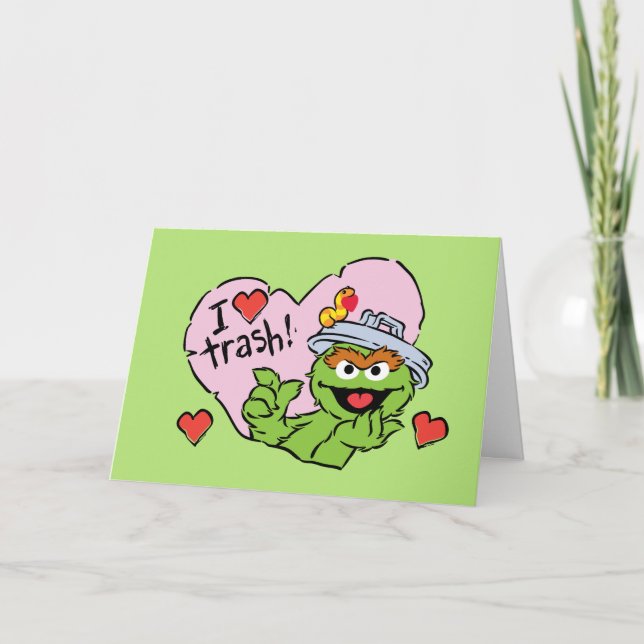 Tarjeta Festiva Oscar "I love Trash" Valentine (Anverso)
