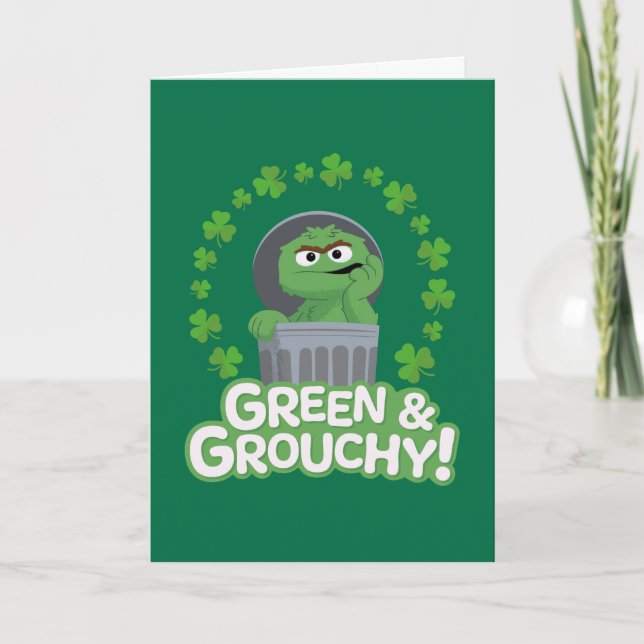 Tarjeta Festiva Oscar | ¡Verde y Grouchy! (Anverso)