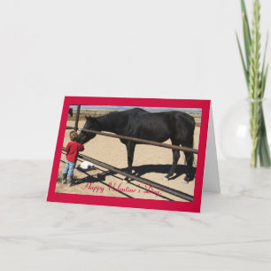 Tarjeta Festiva Oscuro arado y Chica - Enamorado de caballos Valen