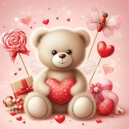 TARJETA FESTIVA OSITO ADORABLE CON CORAZONES SAN VALENTÍN