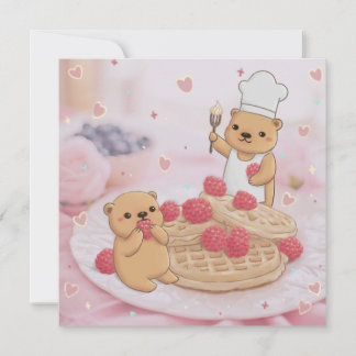 Tarjeta Festiva Ositos de peluche y waffles