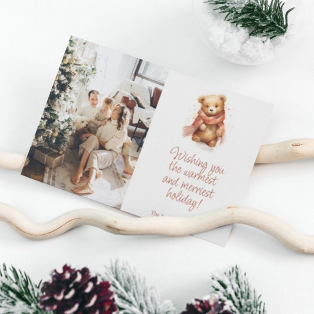 Tarjeta Festiva Oso acuático lindo con foto de Navidades de bufand (Subido por el creador)