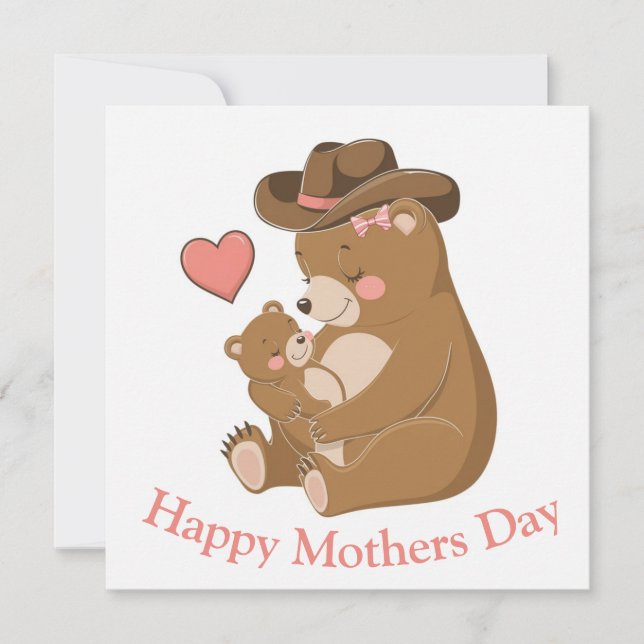Tarjeta Festiva Oso Bebé Feliz Día de la Madre (Anverso)