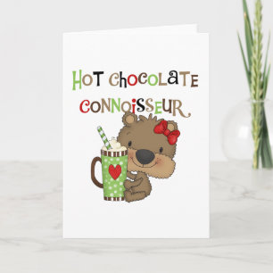 Tarjeta Festiva Oso Chica de chocolate caliente