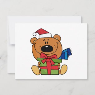 Tarjeta Festiva Oso con camisetas y regalos de vacaciones