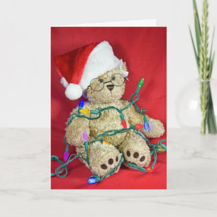 Tarjeta Festiva Oso de peluche con luces Navidades