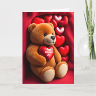 Tarjeta Festiva Oso de peluche del día de San Valentín feliz