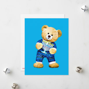 Tarjeta Festiva Oso de peluche Menorah