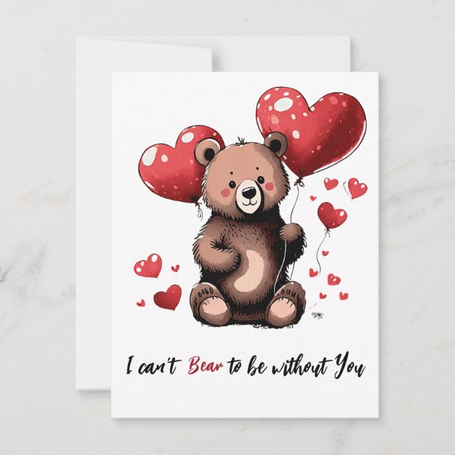 Tarjeta Festiva Oso de San Valentín (Anverso)