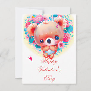 Tarjeta Festiva Oso de San Valentín de niños lindos 