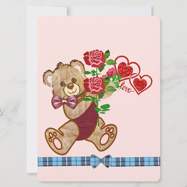 Tarjeta Festiva Oso de San Valentín lindo (Anverso)