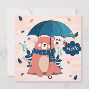 Tarjeta Festiva Oso del día de lluvia suave