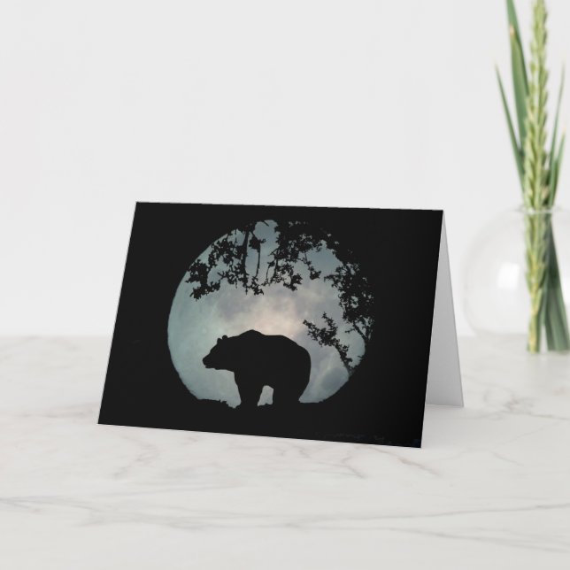 Tarjeta Festiva Oso en los saludos de la temporada de luna llena (Anverso)