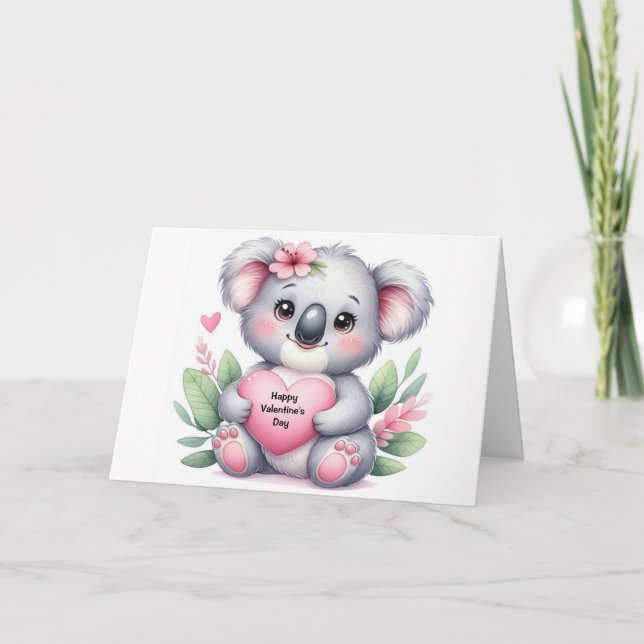 Tarjeta Festiva Oso Koala del Día de San Valentín (Anverso)