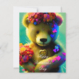 Tarjeta Festiva Oso lindo con corazón para el día de San Valentín