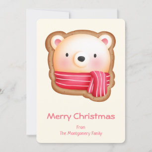 Tarjeta Festiva Oso lindo en un dibujo de una cookie de invierno