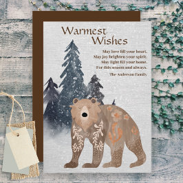 Tarjeta Festiva Oso natural moderno en Navidades japoneses