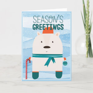 Tarjeta Festiva Oso Navideño Adorable Felicidades de Temporada