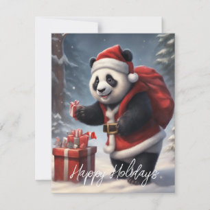 Tarjeta Festiva Oso Panda con traje de Santa