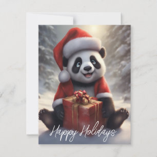 Tarjeta Festiva Oso Panda Santa