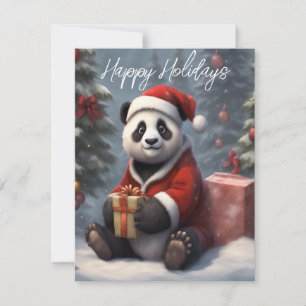 Tarjeta Festiva Oso Panda Santa