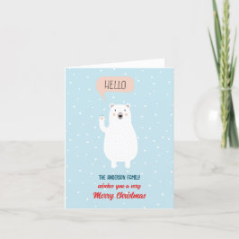 Tarjeta Festiva Oso Polar Adorable Personalizado dice Hola