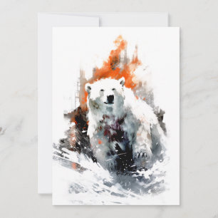 Tarjeta Festiva Oso Polar Animal Salvaje Americano